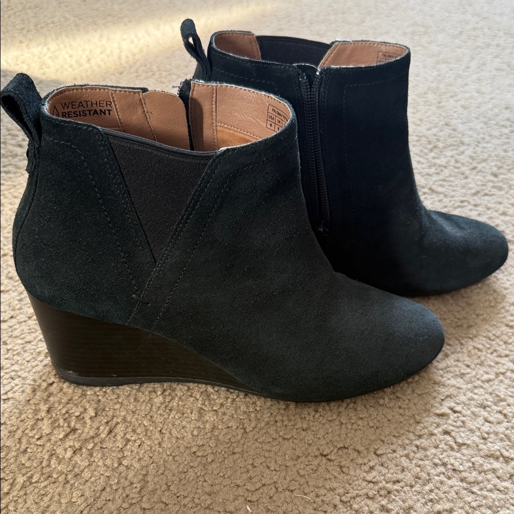Vionic Black Suede Wedge Ankle Booties